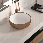 Мивка за баня ICB 875RG, монтаж върху плот, порцелан, розово злато, 41.5x41.5x13.5см