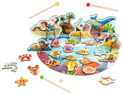Tooky Toy - Дървен риболов, голям, с три въдички TY863A