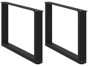 4013160 vidaXL Крака за масичка за кафе, U-образни, 2 бр., черни, 60 x (42-43) см, стомана
