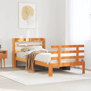 3306869 vidaXL Рамка за легло с табла, восъчнокафяв, 100x200 см, масивно дърво