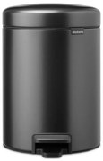 Кош за боклук с педал Brabantia NewIcon 1008838, 5 л, Плавно затваряне, Противоплъзгаща основа, Тъмносив