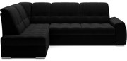 Черен разтегателен ъглов диван с място за съхранение (ляв ъгъл L форма) Sado – ELTAP