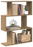 858119 vidaXL Разделител за стая / библиотека дъб артизан 3 нива 70x24x97 см