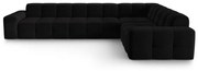 Ъглов диван от черно кадифе (десен ъгъл) Kendal - Micadoni Home