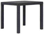 45603 vidaXL Градинска маса, 79x79x72 см, пластмаса, ратанов вид, кафява