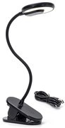 Aigostar - LED регулируема настолна лампа с клип, 3W, 5V, 1800mAh, черна