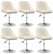3088768 vidaXL Въртящи се трапезни столове, 6 бр, кремави, кадифе