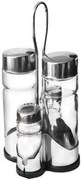 Horecano - Стъклен оливерник 5 части на стойка хром/пластмаса CONDIMENT SET (H3031)