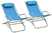 310340 vidaXL Люлеещи се столове, 2 бр, стомана, сини