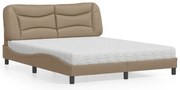 3208735 vidaXL Легло с матрак Hvar, капучино, 160x200 см, изкуствена кожа