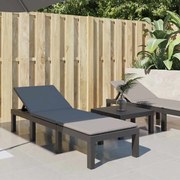 364723 vidaXL Шезлонг с възглавници, антрацит, PP