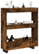 855245 vidaXL Тясна количка за съхранение 3 нива опушен дъб инженерно дърво