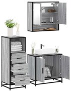 3301038 vidaXL Комплект мебели за баня от 3 части сив сонома инженерно дърво