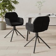 344746 vidaXL Въртящи трапезни столове, 2 бр, черни, кадифе
