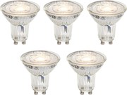 Комплект от 5 GU10 50mm димируеми LED крушки в Келвин прозрачни 4.9W 400 lm 2200-3000K
