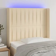 3124281 vidaXL LED горна табла за легло, кремава, 103x16x118/128 см, плат