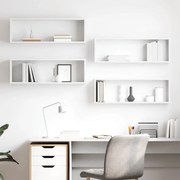 807107 vidaXL Стенни кубични рафтове 4 бр, бели, 80x15x26,5см инженерно дърво