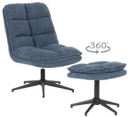 Кресло с табуретка JANET - синьо