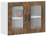 853612 vidaXL Кухненски стенен шкаф със стъклена врата "Kalmar" опушен дъб, инженерна дървесина