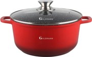 Тенджера Goldmann GM-7324R, 4.5 л, 24 см, Мраморно покритие, Стъклен капак с отвор за пара, Индукция, Червен