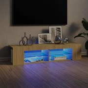 804232 vidaXL ТВ шкаф с LED осветление, дъб сонома, 135x39x30 см