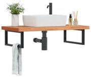 3302445 vidaXL Стенен рафт за мивка, стомана и масивно дърво бук