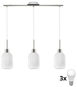 LED полилей на кабел HARMA 3xE27/60W/230V матов хром/бял