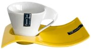 Порцеланова чаша с чинийка Бяло/Жълто DY0634-200мл