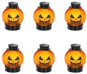 К-кт 6x LED Декорация HALLOWEEN LED/1xCR2032/топло бял тикви