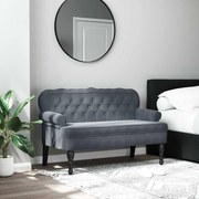 372157 vidaXL Пейка с облегалка, тъмносива, 119,5x64,5x75 см, кадифе