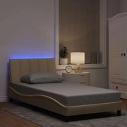 3310445 vidaXL Рамка за легло без матрак Hanko, кремава, 100x200 см, плат