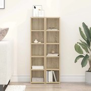 802699 vidaXL CD шкафове, 2 бр, дъб сонома, 21x16x93,5 см, ПДЧ