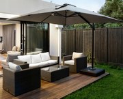 Сив градински чадър със стойка 3 x 4 м