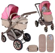 Комбинирана детска количка AURORA /въздушни гуми/ Lorelli - Rose&Beige Fashion Girl