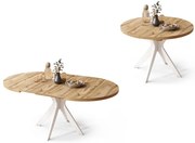 РЕНЦО Дъб Вотан/бял крак - КРЪГЛА МАСА Ø110 РАЗТЕГАТЕЛНА ДО 180 см | ЗА КУХНЯ ТРАПЕЗАРИЯ ХОЛ РЕТРО