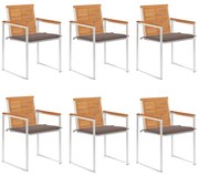 3078505 vidaXL Градински столове 6 бр с възглавници масивно акациево дърво