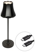 Ретро настолна лампа черна акумулаторна IP44 - Granny
