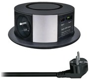 Solight PP120CW-PD20-B - колона с контакти за маса с Qi, 3x230V, USB-A, USB-C