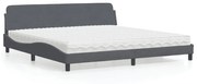 3208472 vidaXL Легло с матрак Dover, тъмносиво, 200x200 см, кадифе
