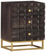 320813 vidaXL Нощно шкафче, черно, 40х30х50 см, мангово дърво масив