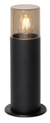 Стойка за външна лампа черна с опушен абажур 30 см IP44 - Odense