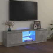 804287 vidaXL ТВ шкаф с LED осветление, бетонно сив, 120x30x36 см