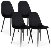 Комплект от 4 черни кадифени стола за трапезария и дневна