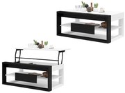 ФРАМ Бял мат/Черен мат - МОДЕРНА МАСА С ПОВДИГАЩ СЕ ПЛОТ + ОТДЕЛЕНИЕ ЗА СЪХРАНЕНИЕ + РАФТ