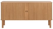 Нисък скрин от дъб с плъзгащи се врати в естествен цвят 160x80 cm Langley – Actona