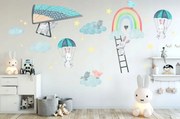 Стенен стикер с дъга и зайчета 80 x 160 cm