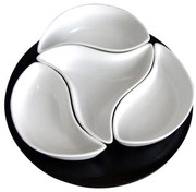 Комплект купички с поднос TORO, 4 бр., керамика/дърво