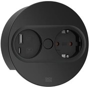 BACHMANN Модул TWIST 2 КРЪГЪЛ с 1х Шуко и USB тип A+C, с кабел 2м, цвят Черен, - B946.104