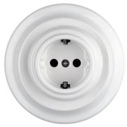 Bohemia-Design - Порцеланова ретро домашна контактна розетка с рамка SCHUKO 250V/16A бяла