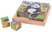 Bigjigs - Дървени кубчета в рамка - Животни